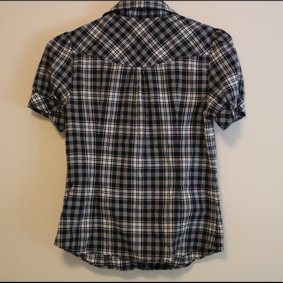 Short sleeve black and white flannel shirt - Picture 2 of 7
